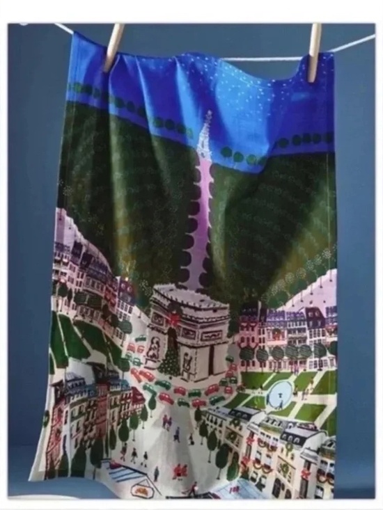 Anthropologie Other - NWT Anthropologie Holiday in The City Paris Kitchen Dish Towel Christmas